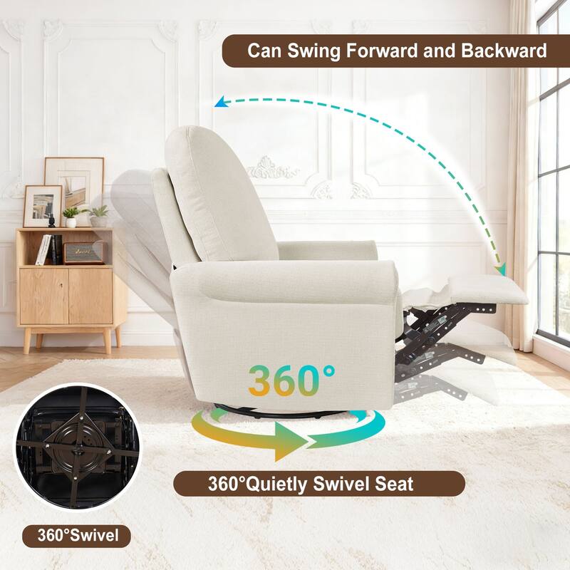 Heido 360 Degree Swivel Glider Manual Recliner Leisure Chair Set of 2