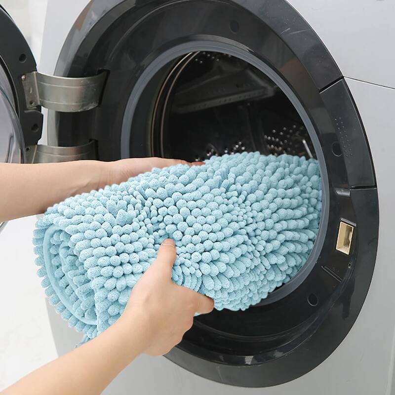 Ultra Soft Striped Non Slip Chenille Bathroom Rug Set 3 Pieces