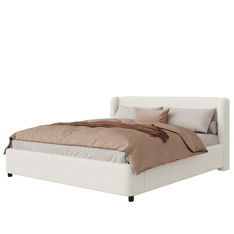 Christopher Knight Home - Modern Upholstered Boucle Frame with Wingback Headboard