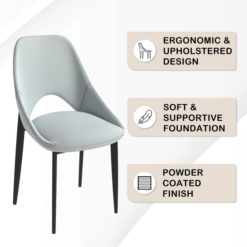 Amalfi Mid-Century Modern Upholstered Dining Chair - Open Back Side Chair with Metal Legs for Kitchen, Dining Room & Living Room