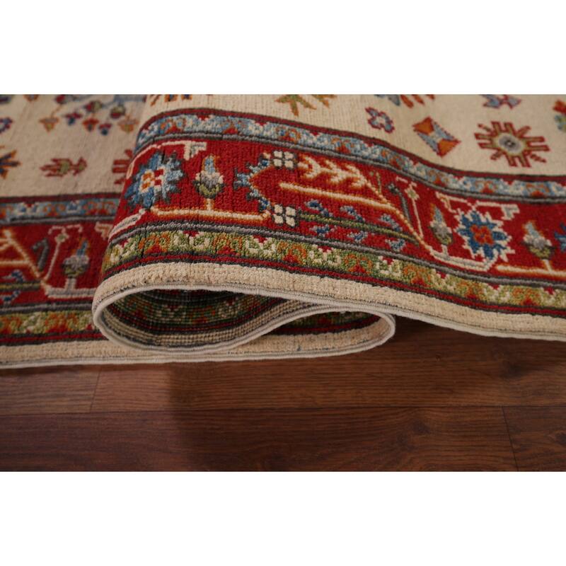 Geometric Beige Kazak Oriental Runner Rug Handmade Wool Carpet - 2'9" x 12'10"