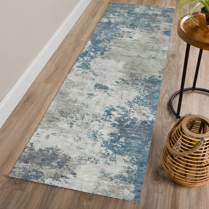 Machine Washable Indoor/ Outdoor Casual Contemporary Chantille Rug
