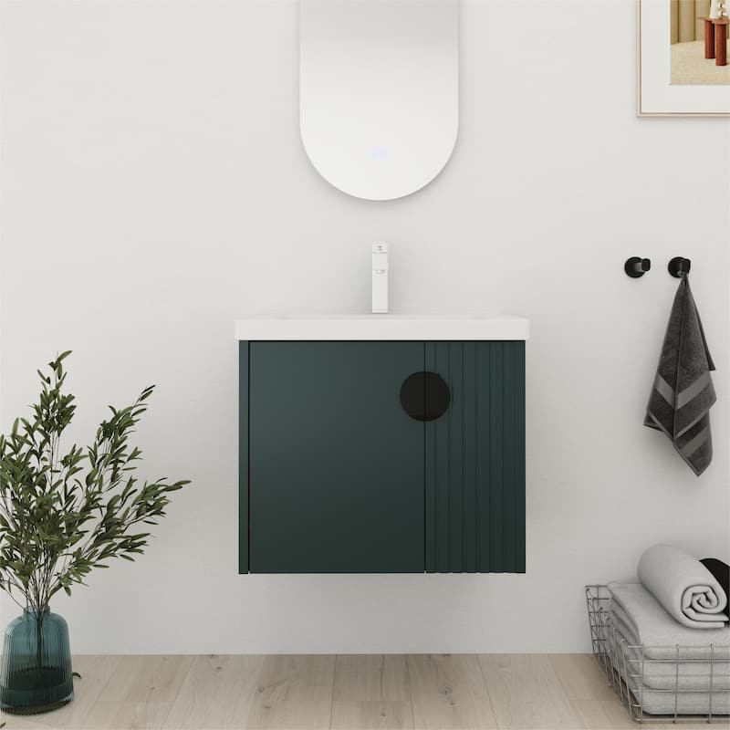 Bathroom Vanity With Sink In 24/28 Inch, Floating Bathroom Vanity With Soft Close Door