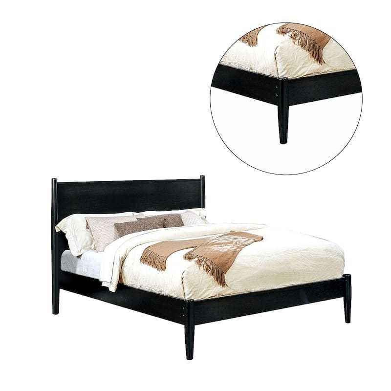 Wooden Platform Bed With Round Tapered Legs
