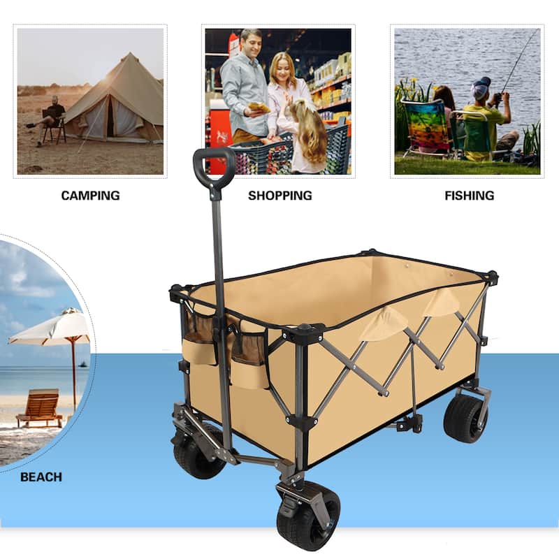 Outdoor Push Pull Folding Wagon Cart