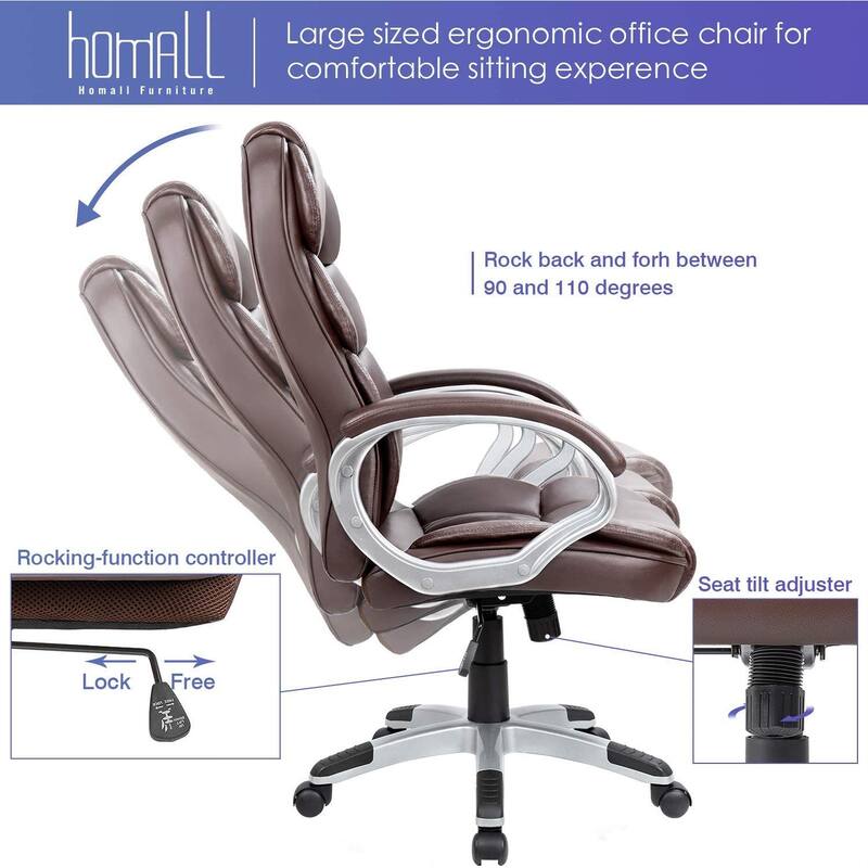 Homall High Back Office Chair - PU Leather Ergonomic Desk Chair
