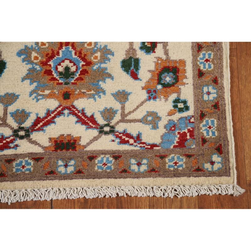 All-Over Floral Kazak Oriental Foyer Rug Hand-Knotted Wool Carpet - 2'0" x 3'0"