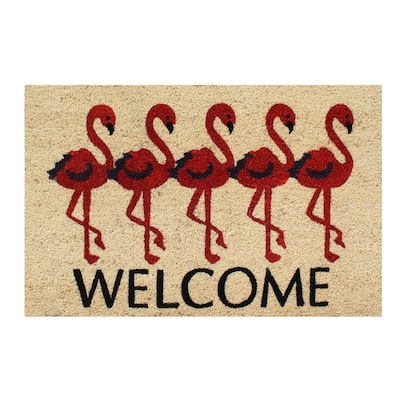 A1HC Natural Coir Doormat with Classic Design PVC Backing,0.75 Inch Pile Height, Natural Color, Front Outdoor Double Doormat