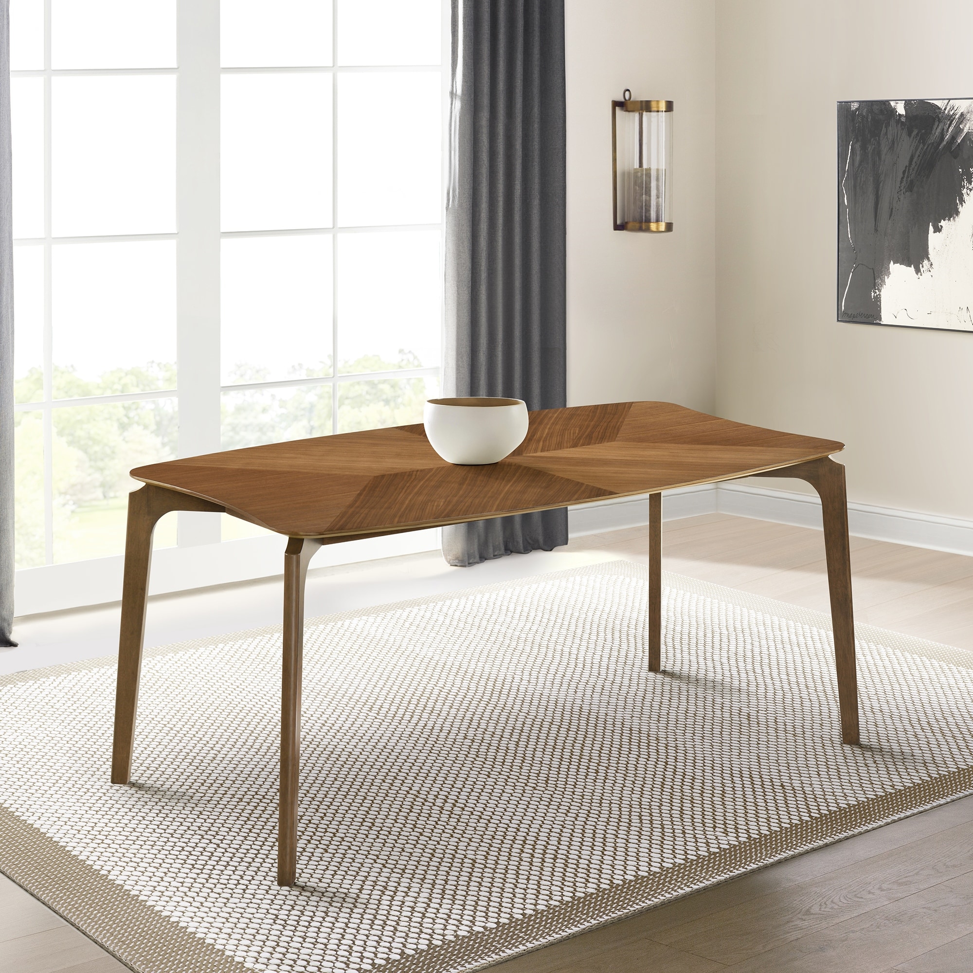 Kalia Mid-Century Black or Walnut Wood 63" Rectangle Dining Table