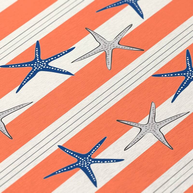 Indoor/ Outdoor Surfside Starfish Stripes Washable Rug New