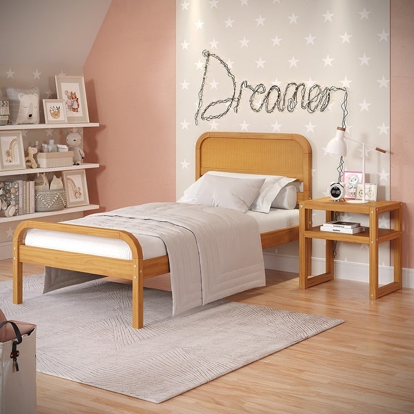 slide 2 of 9, Pkolino Curva Rattan Twin Bed - FSC Certifed Solid Wood - Natural