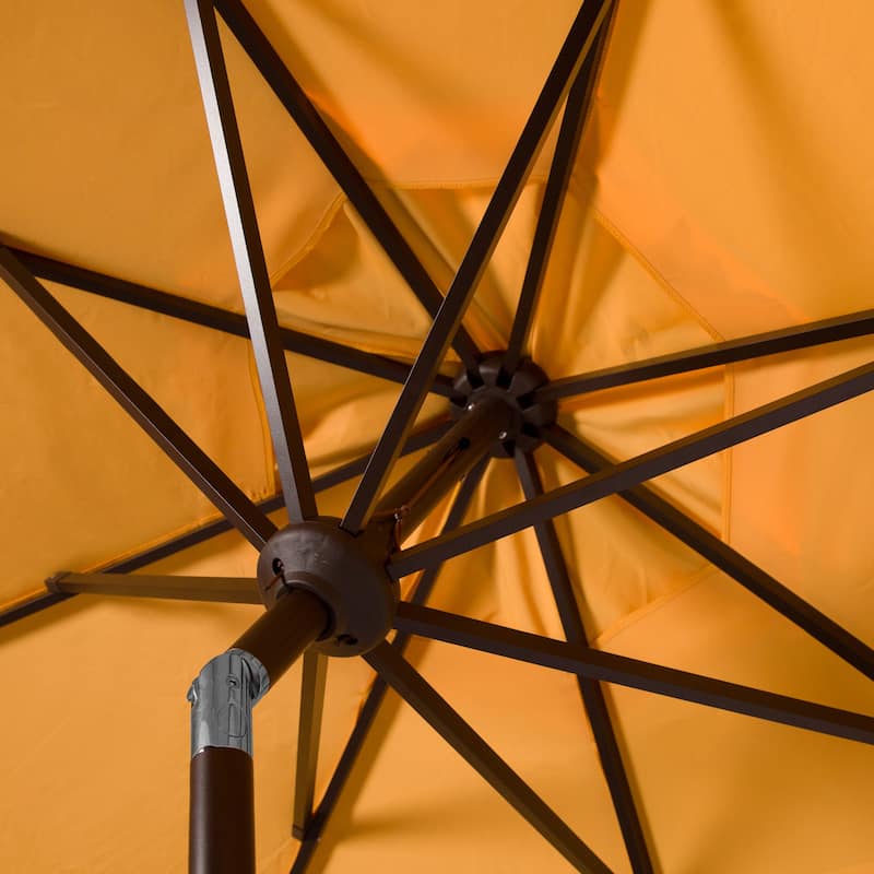 SAFAVIEH Outdoor Dima Fringe 11Ft Round Crank Umbrella - Yellow