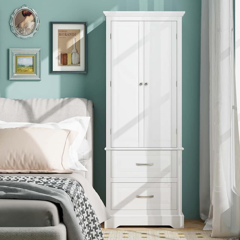 Costway 62'' Tall Bathroom Freestanding Floor Storage Cabinet with 2 - 24'' x 16'' x 62'' (L x W x H)