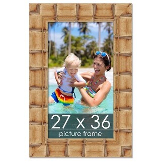 27x36 Bamboo Natural Complete Wood Picture Frame with UV Acrylic, Foam ...