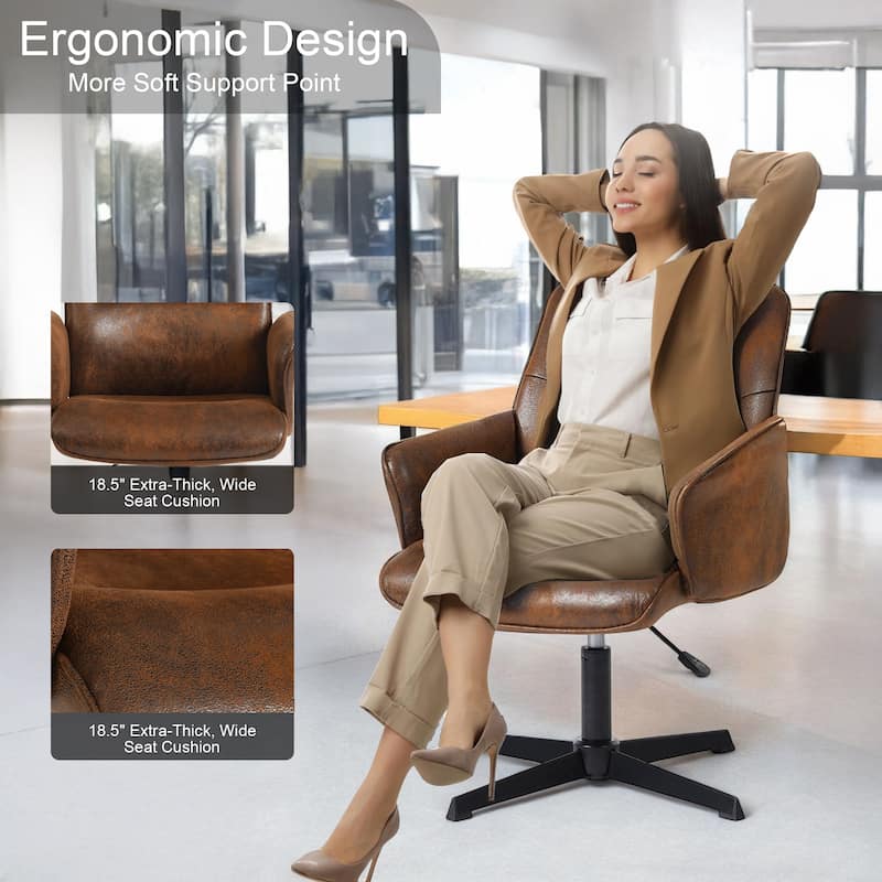 Homy Casa Modern Upholstered Office Chair, High Back Desk Chair with Armrests, Adjustable Height, Metal Base