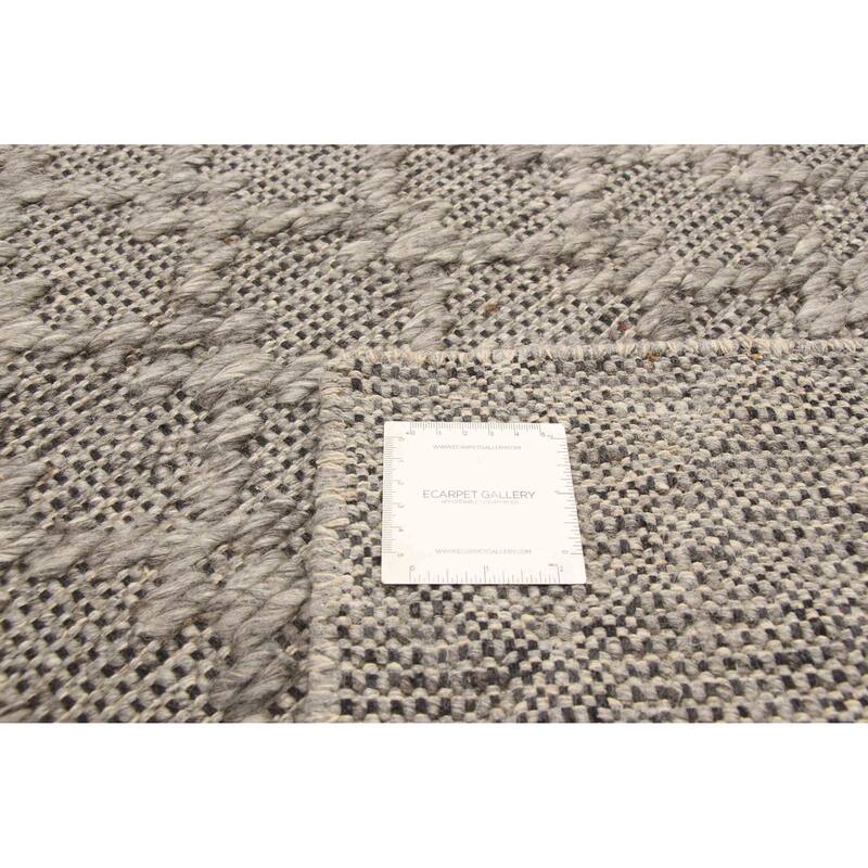 ECARPETGALLERY Braid weave Sienna Grey Wool Rug - 5'3 x 7'7