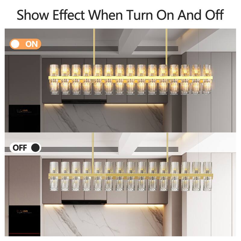 54in Gold Rectangle Crystal Chandelier