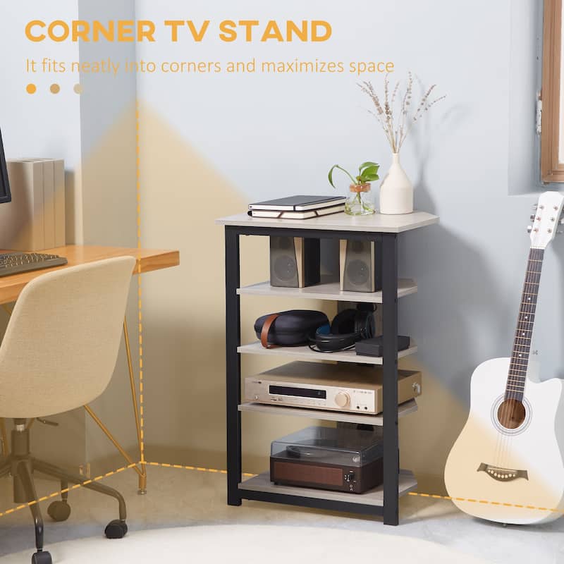 24" TV Stand with Shelves & Steel Frame for TVs Under 29"