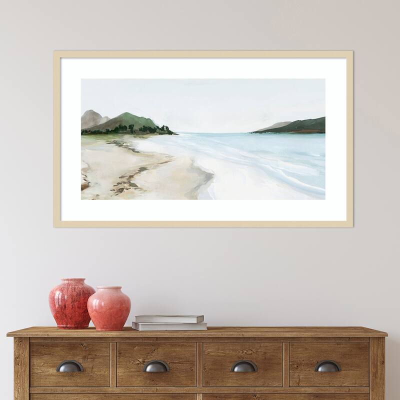 Kiss from a Wave (Beach) by Isabelle Z Wood Framed Wall Art Print - Svelte Natural