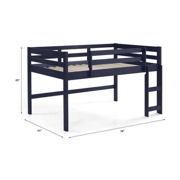 Unique Design Twin Loft Bed with Ladder, Guardrail and Spacious Under Bed Space, Blue