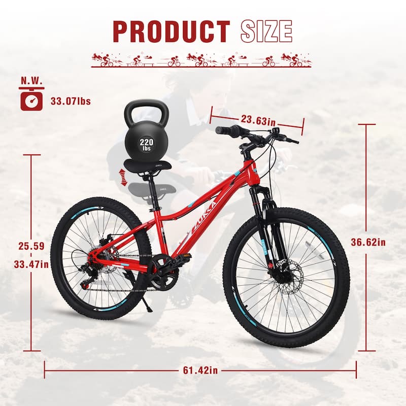 Mountain Bike For Girls And Boys Mountain 24 Inch Shimano 6-Speed Bike