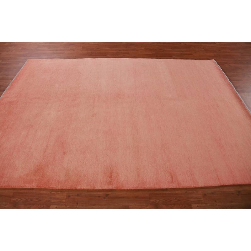 Hand Knotted Oriental 100% Wool Carpet Modern Solid Coral Gabbeh Area Rug - 9' 1'' X 6' 3''