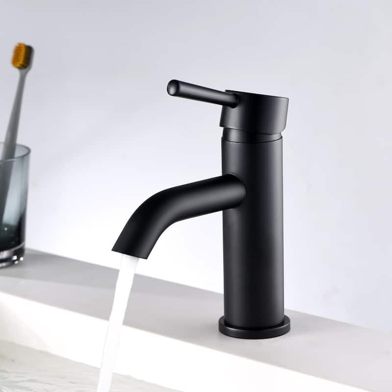Luxier BSH03-S Single Handle Single Hole Bathroom Faucet with Drain - Matte Black