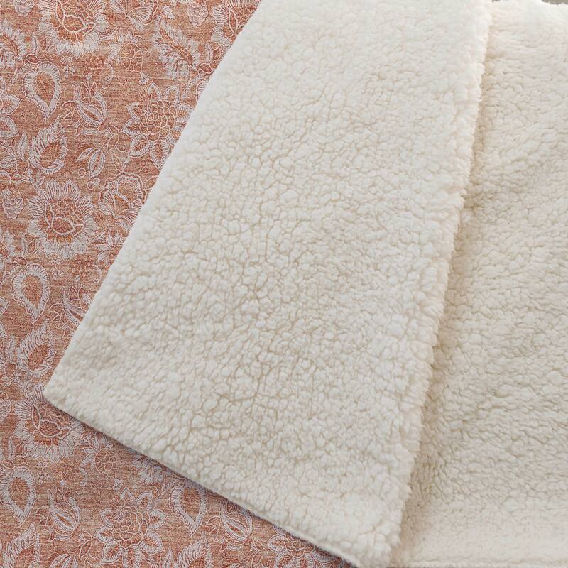 Premium Machine Washable Floral Sherpa Throw Blanket