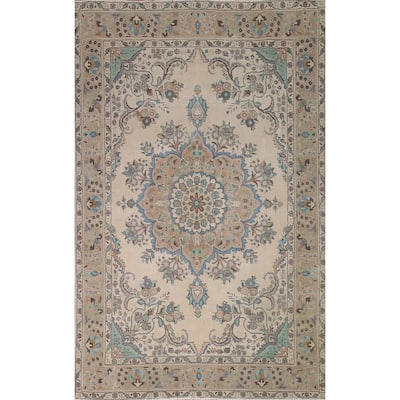 Traditional Tabriz Persian Vintage Area Rug Hand-knotted Wool Carpet - 6'6" x 9'8"