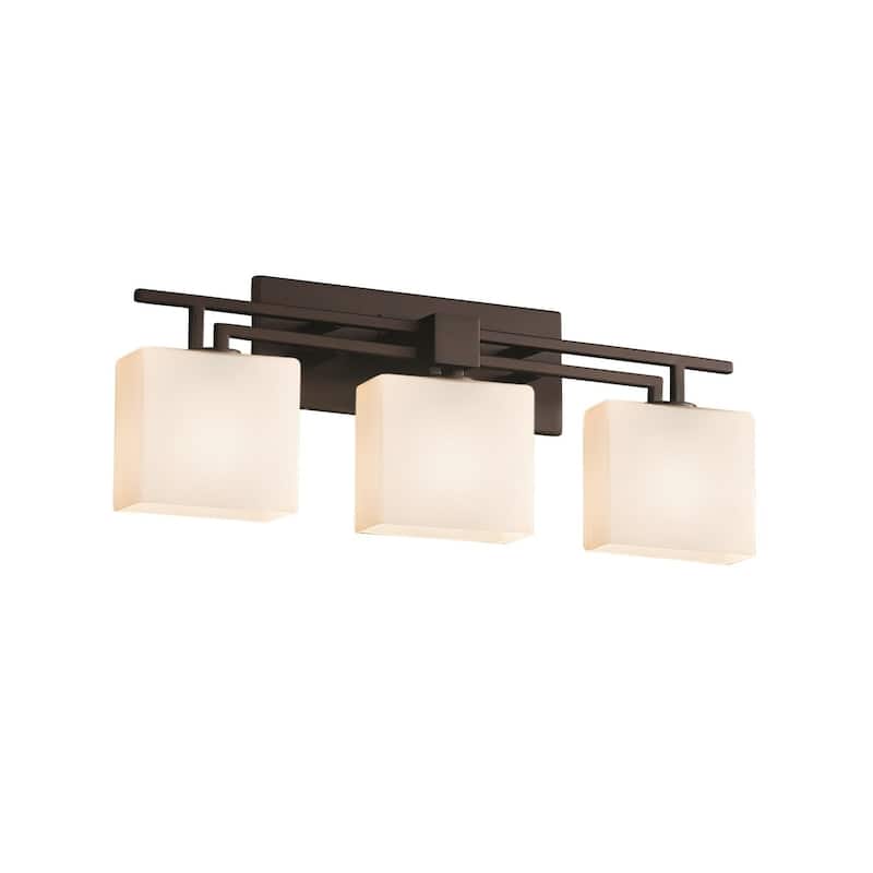 Justice Design Fusion Aero 3-light Dark Bronze Bath Bar, Opal Rectangle Shade - Dark Bronze, Opal
