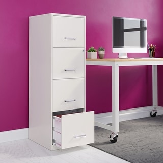 Space Solutions Pearl White 4 Drawer Metal Vertical File Cabinet