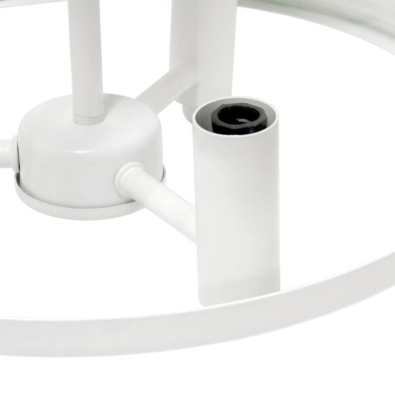 3-Light Semi Flush Mount Ceiling Light - Industrial Glass Shade, Modern Farmhouse Design, Matte White Finish - 12.5