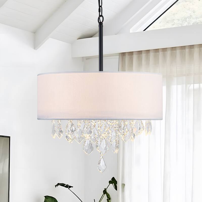 Starsky 5-Light Fabric Drum Chandelier with Crystal Accent - Black