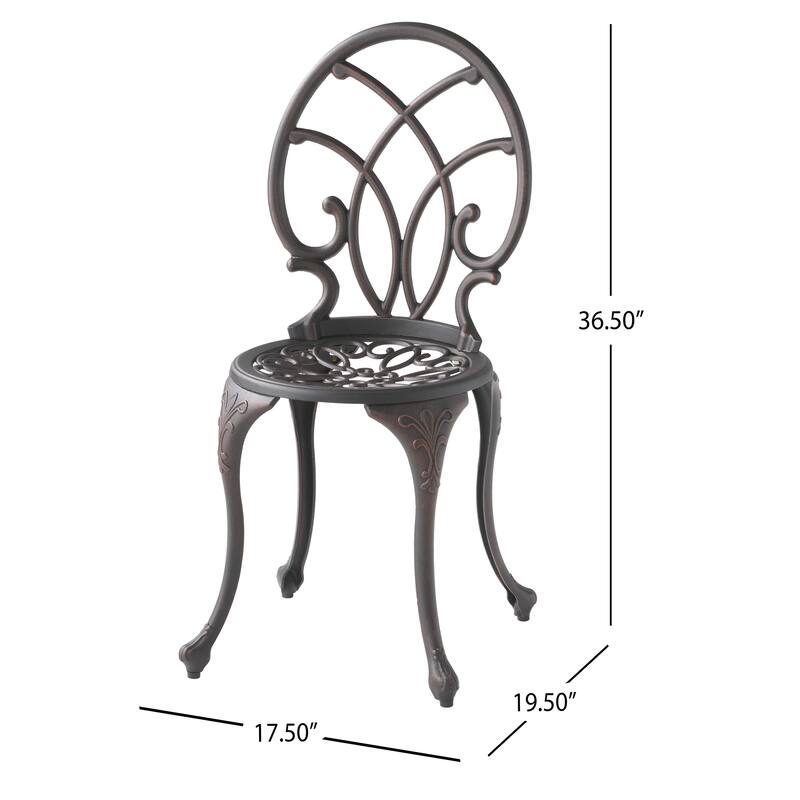 Roomfitters 3-Piece Cast Aluminum Bistro Set Outdoor Patio Furniture with Round Table and 2 Chairs, Black