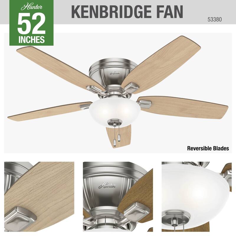 Hunter 52" Kenbridge Low Profile Ceiling Fan with LED Light Kit and Pull Chain