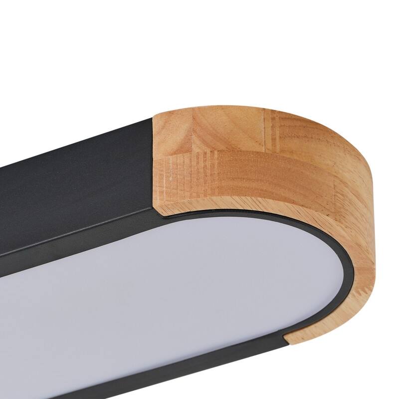 Modern Wood Grain Linear Flush Mount Ceiling Light Matte White LED Fixture for Bedroom Living Room Kitchen