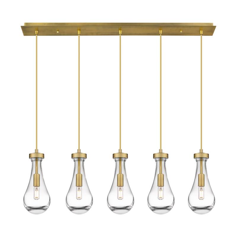 Innovations Lighting Owego - 5 Light 5" Cord Hung Linear Pendant - Clear/Brushed Brass