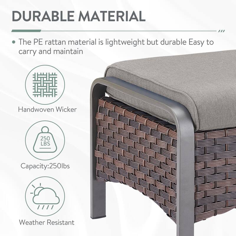 Outside Patio Wicker Ottoman with Cushion