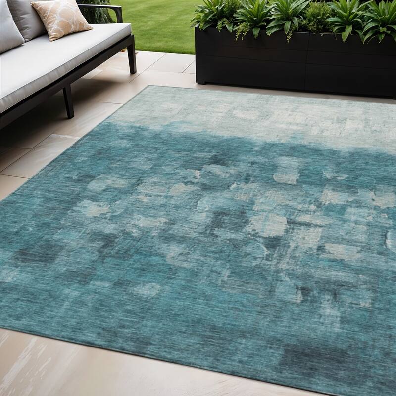HomeRoots Abstract Transitional Rectangle Outdoor Rug - 5' X 8'