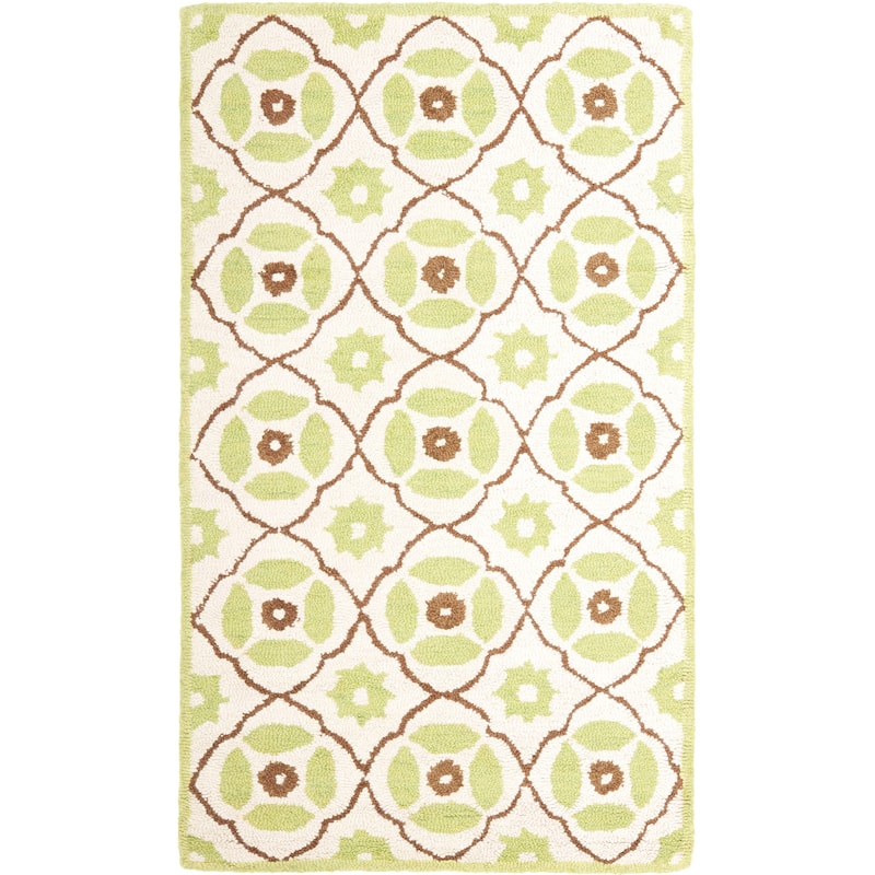 SAFAVIEH Handmade Roslyn Rylie Modern Floral Wool Rug - 3' x 5' - Ivory/Green