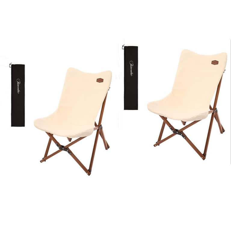 Portable Folding Canvas Camping Chair with Carry Bag for Camping, Beach, Picnic, Garden, Patio - 2-Pack Beige