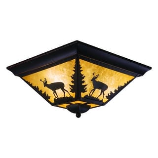Bryce 14-in W Bronze Rustic Deer Flush Mount Ceiling Light Fixture - 14-in W x 5.75-in H x 14-in D
