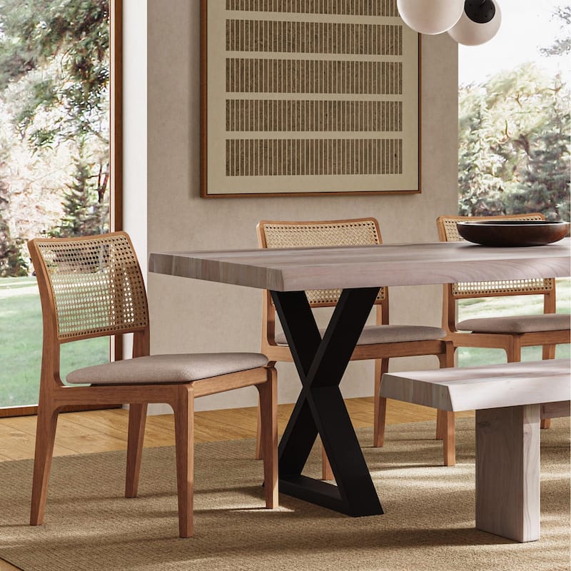 Modern Brazilian - Larissa Side Chair - Harvest Natural, Damasco, Natural