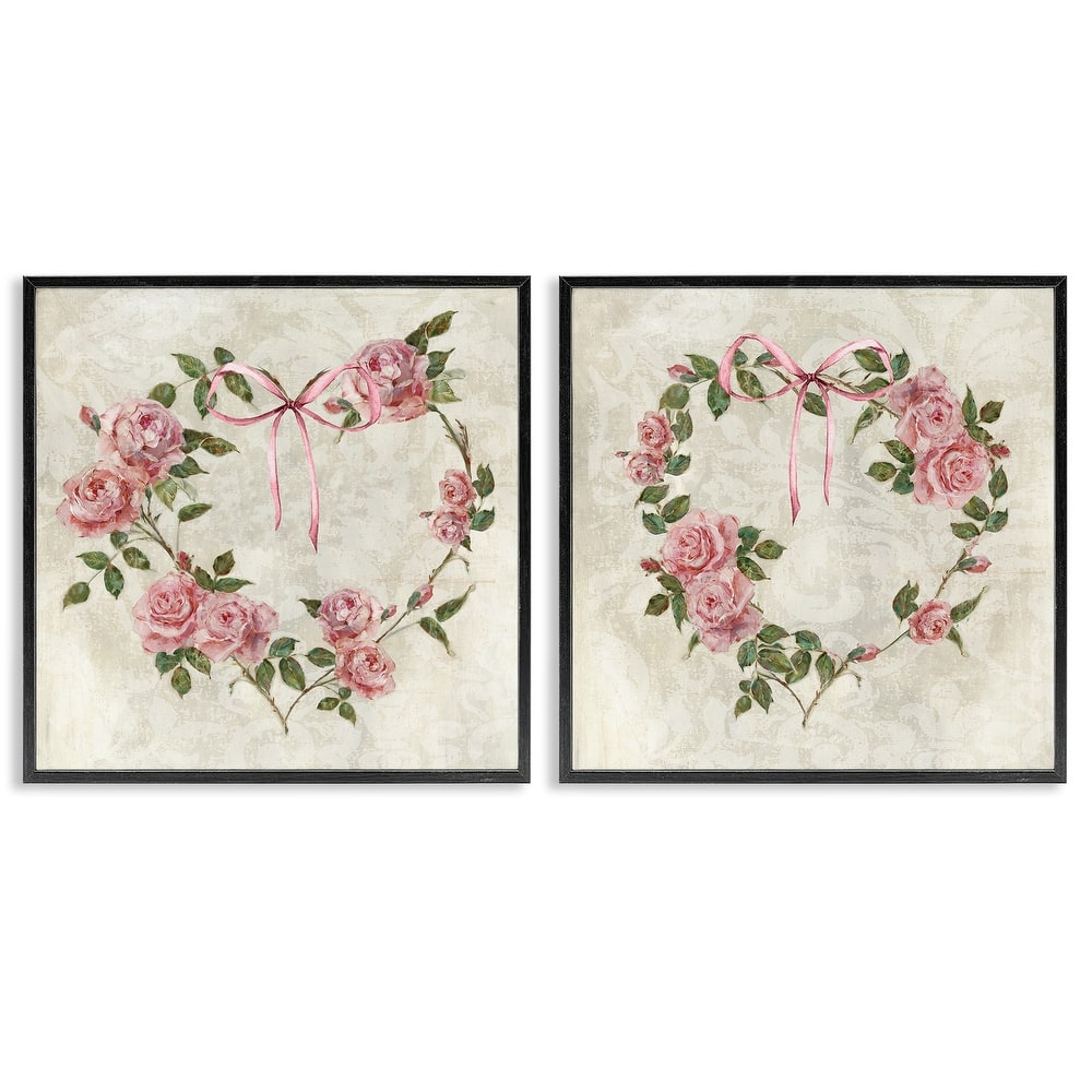 Stupell Heart Shaped Wreaths Framed Giclee Art Design By Sally Swatland (Set of 2)