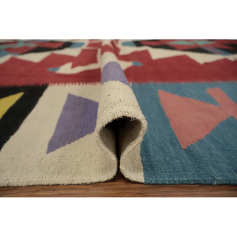Hand Woven Oriental 100% Wool Carpet Southwestern Tribal Red Kilim Area Rug - 13' 0'' X 9' 9''