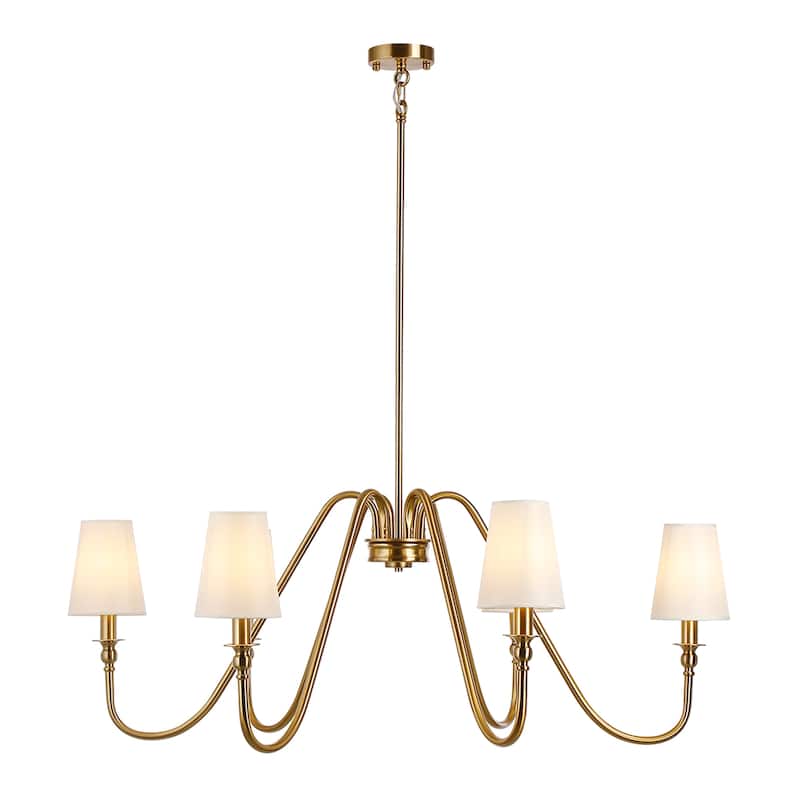 6-Light 41" Wide Traditional Stylish Candle Chandelier With Beige Fabric Shades