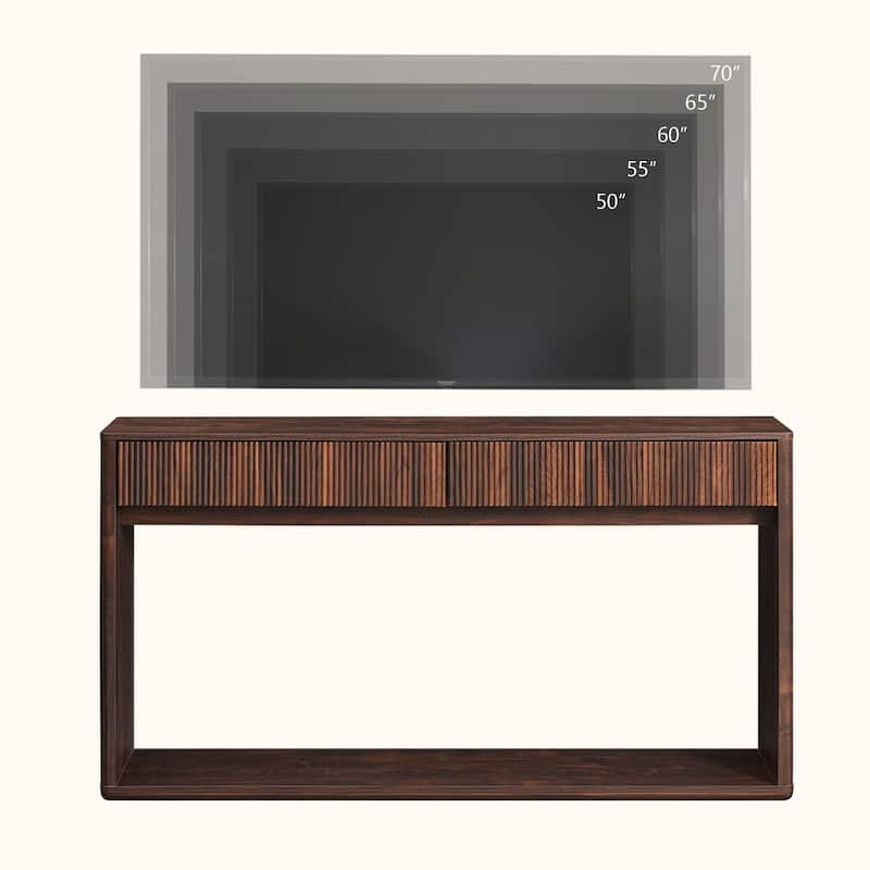 63" Modern Fluted 2 Drawers Entryway Table, Console Table, Sofa Table