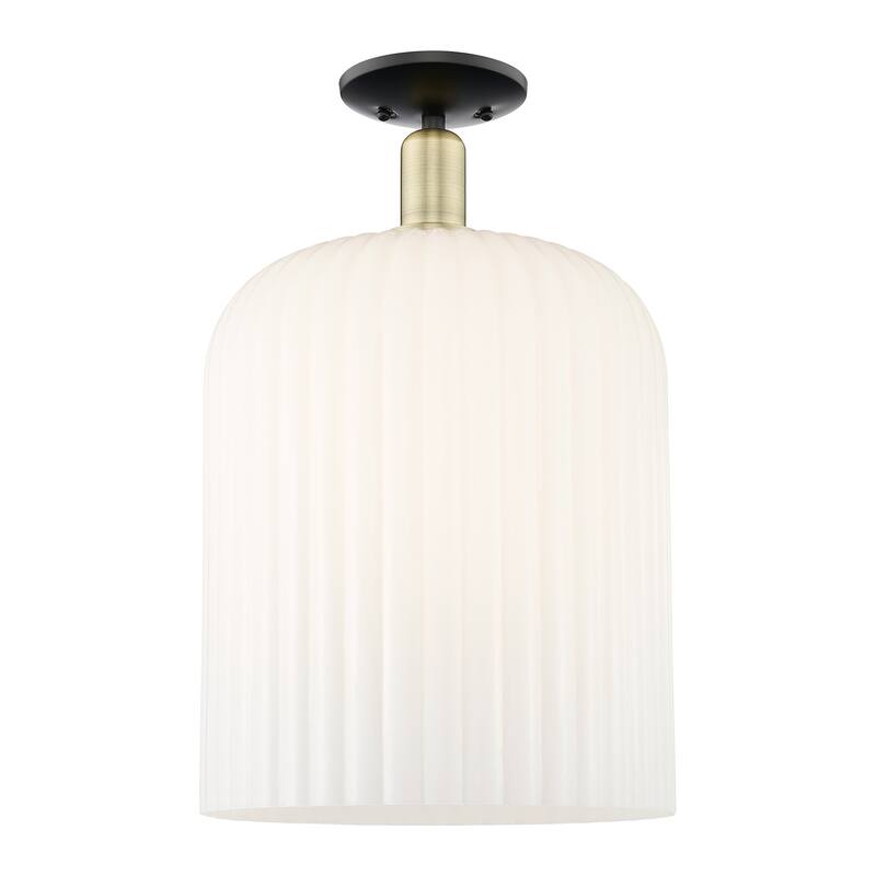 Innovations Lighting 716-1C-19-12 Bridal Veil Semi-Flush Bridal Veil - Black Antique Brass / Gloss White