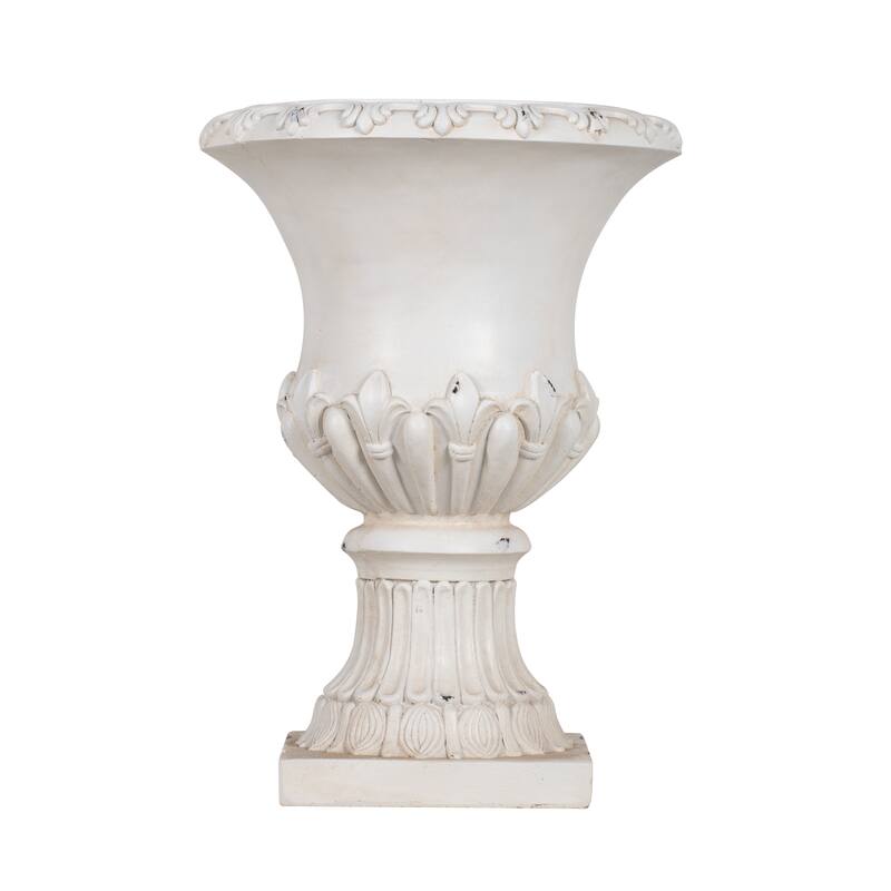 Christopher Knight Home - Classical 24.8"H Outdoor Pedestal Urn Planter with Fleur-de-Lis Design