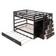 preview thumbnail 11 of 46, Solid Wood Bunkbed Frame with Trundle, Storage Stairs and Guardrail